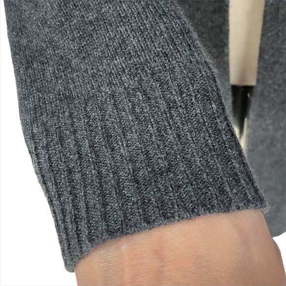 THEORY 100% Cashmere Slouchy Open Cardi Sweater in Charcoal Gray Pockets Size M - Picture 4 of 9